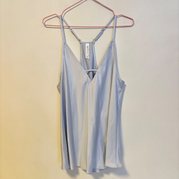 Flora Nikrooz Silky Satin 3 Piece Matching Set Tank Shorts Robe Blue Womens M - Picture 4 of 5